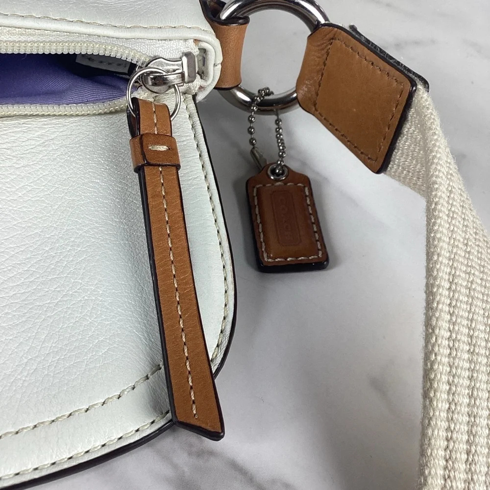 Coach Soho Buckle Flap White and Tan Crossbody Small‎ Fall Bag